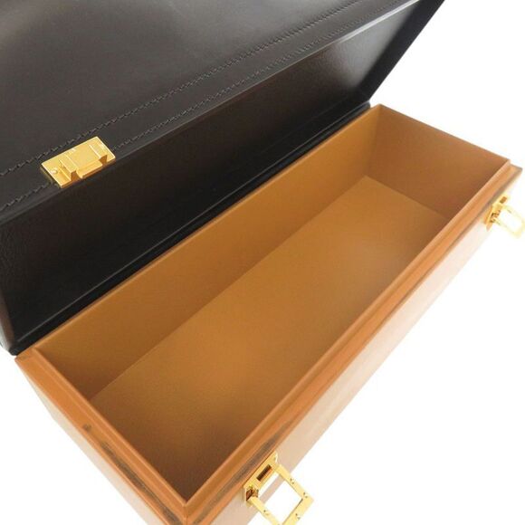Hermes Macpherson Box Calf Vauchamonie Black Gold Bicolor Gold Hardware □J - Picture 6 of 9